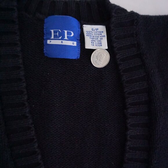 Vintage EP Pro Black Cotton Knit Scottie Dog Puppy Animal Print Cardigan S - Picture 10 of 10